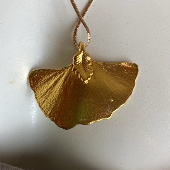 14K Gold Plated Leaf Necklace - Picture 5 of 8